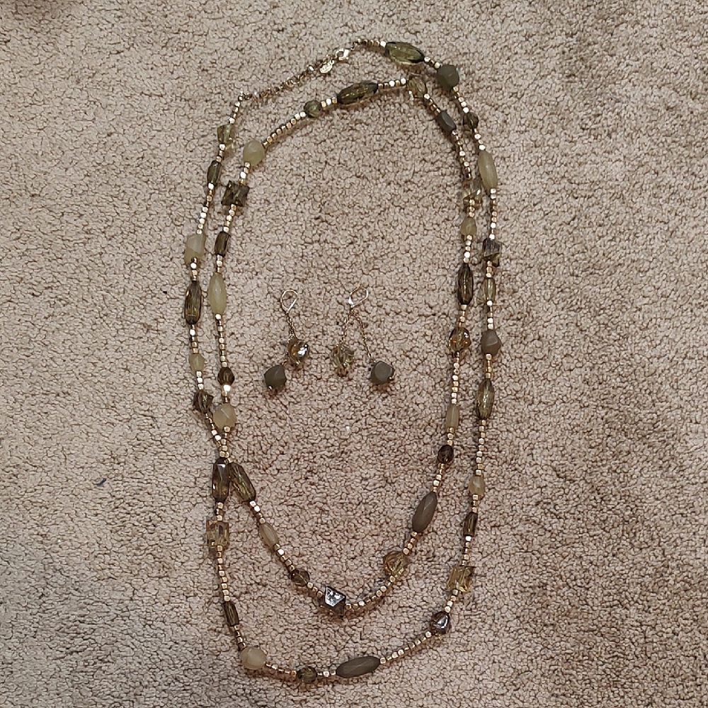 Linea by Louis Dell'Olio Gold and Cream Beaded Necklace Set